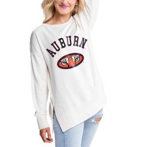 NWT Gameday Couture Auburn Tigers Cream Side Split Pullover Top